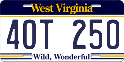 WV license plate 4OT250