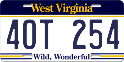 WV license plate 4OT254