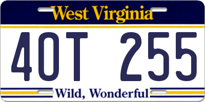 WV license plate 4OT255