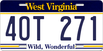 WV license plate 4OT271