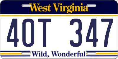 WV license plate 4OT347
