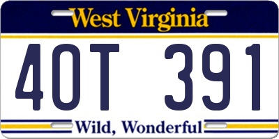 WV license plate 4OT391