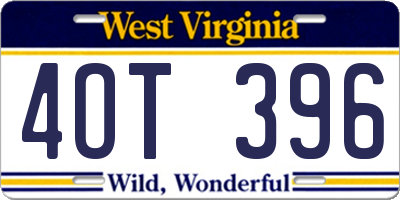 WV license plate 4OT396