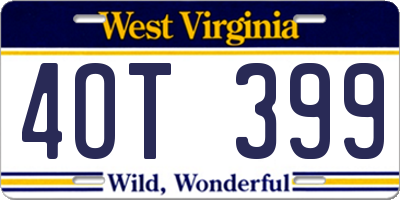 WV license plate 4OT399