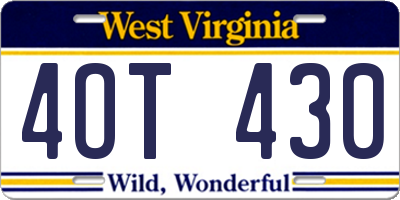 WV license plate 4OT430