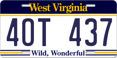 WV license plate 4OT437
