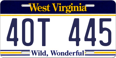 WV license plate 4OT445