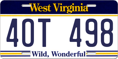 WV license plate 4OT498