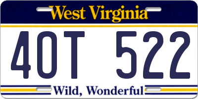 WV license plate 4OT522