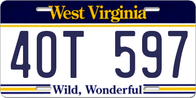 WV license plate 4OT597