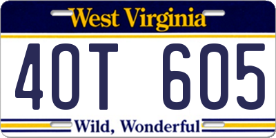 WV license plate 4OT605