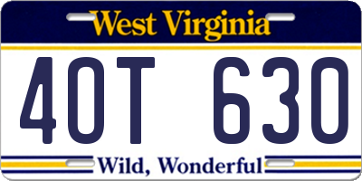 WV license plate 4OT630
