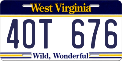 WV license plate 4OT676