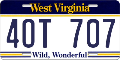 WV license plate 4OT707