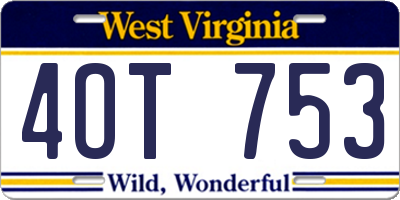 WV license plate 4OT753