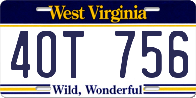 WV license plate 4OT756