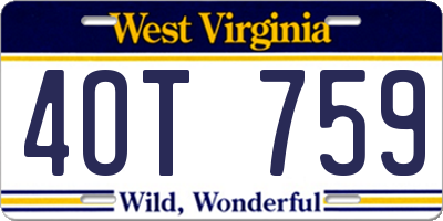 WV license plate 4OT759