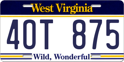 WV license plate 4OT875