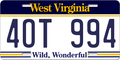 WV license plate 4OT994