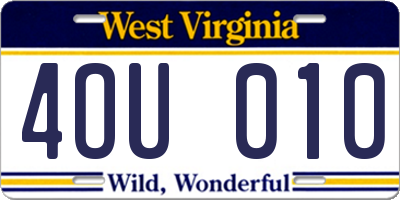 WV license plate 4OU010