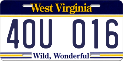 WV license plate 4OU016