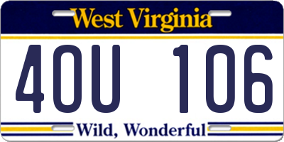 WV license plate 4OU106
