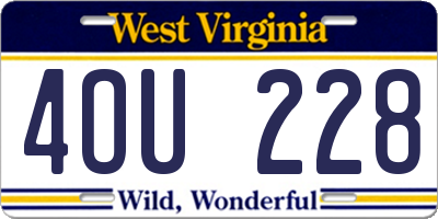 WV license plate 4OU228