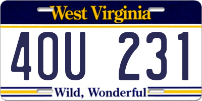 WV license plate 4OU231