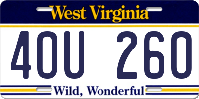 WV license plate 4OU260