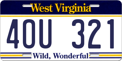 WV license plate 4OU321