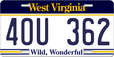 WV license plate 4OU362
