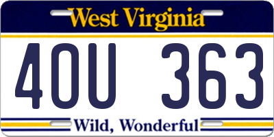 WV license plate 4OU363