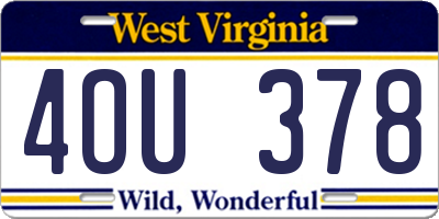 WV license plate 4OU378