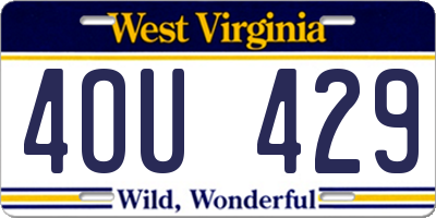 WV license plate 4OU429