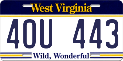 WV license plate 4OU443