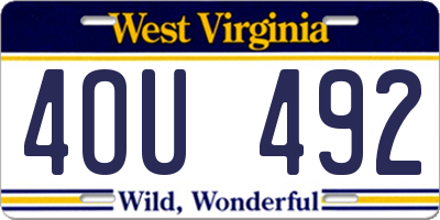 WV license plate 4OU492