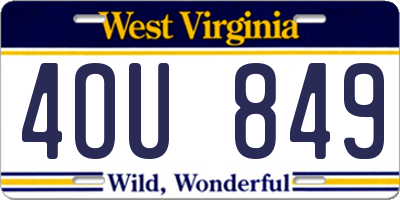WV license plate 4OU849