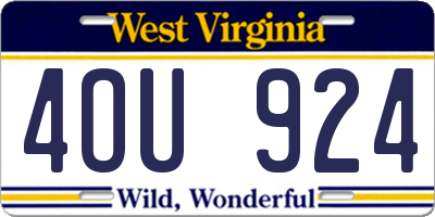 WV license plate 4OU924