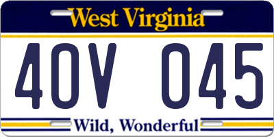 WV license plate 4OV045