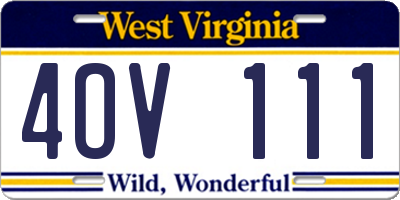 WV license plate 4OV111