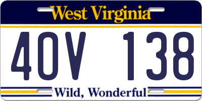WV license plate 4OV138