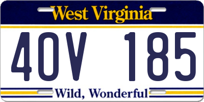 WV license plate 4OV185