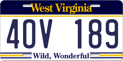 WV license plate 4OV189