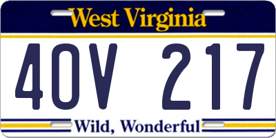 WV license plate 4OV217