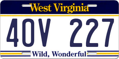 WV license plate 4OV227