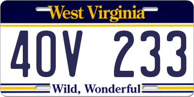 WV license plate 4OV233