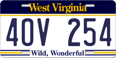 WV license plate 4OV254