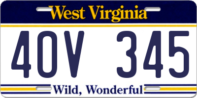 WV license plate 4OV345