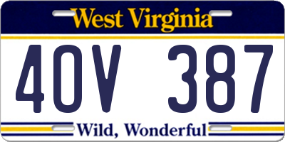 WV license plate 4OV387