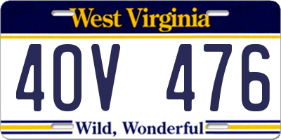 WV license plate 4OV476